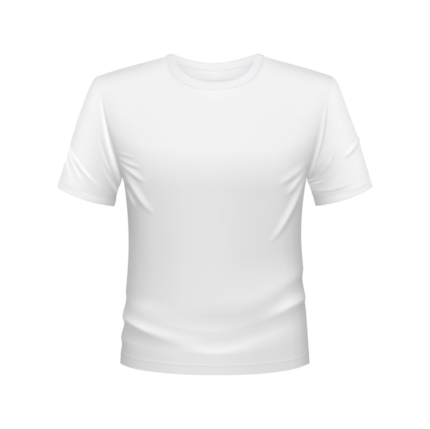 White tshirt for men isolated 3d vector mockup Tshirt template with short sleeves round neck front view Blank sports apparel design sportswear or underwear realistic mock up