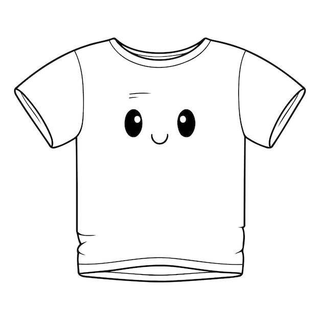 White tshirt with a cute cartoon face Vector illustration