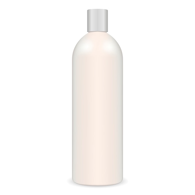 Vector white tubular shampoo bottle. cosmetic.