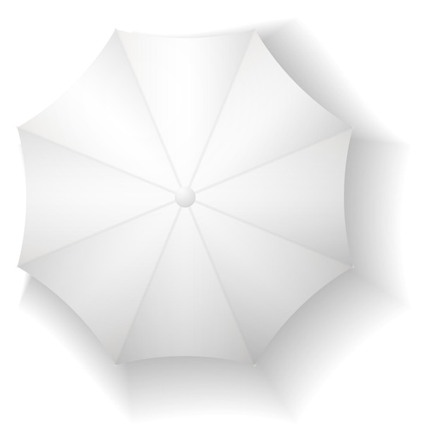 Vettore ombrello bianco vista dall'alto mockup realistico vuoto