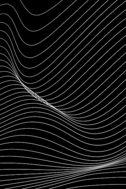 White undulating vector lines on black background