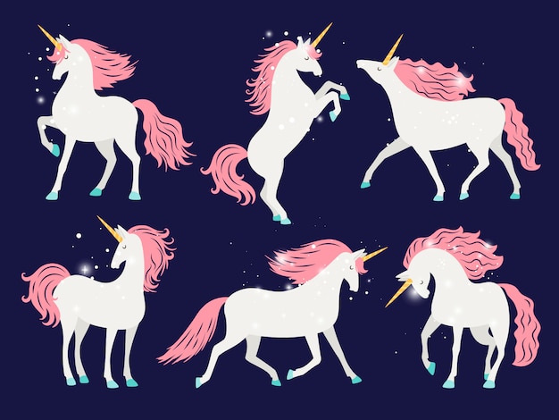 White unicorn with pink mane. 