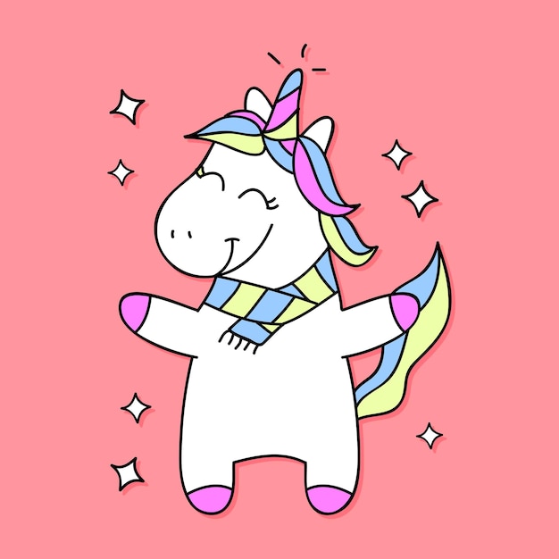 WHITE UNICORN WITH SCARF