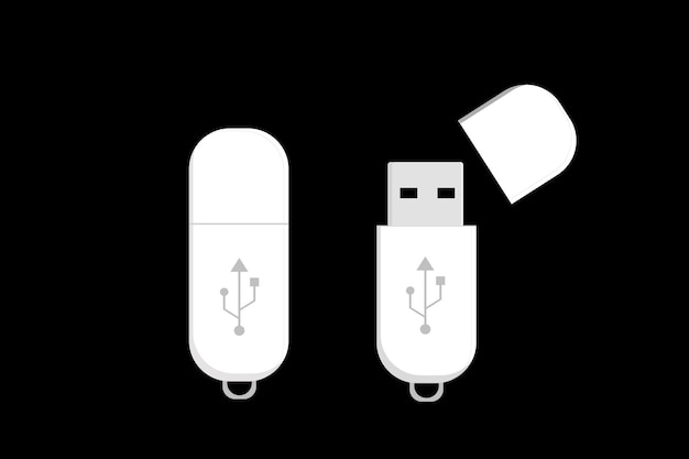 흰색 USB 플래시 드라이브 전자 메모리 벡터