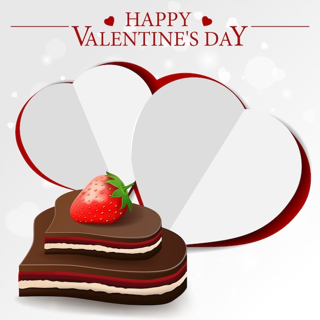 Vector white valentine's day greeting card with chocolate candy