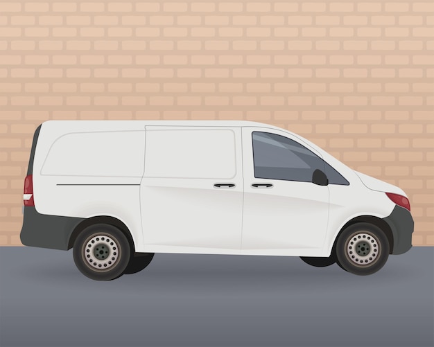 Vector white van vehicle mockup