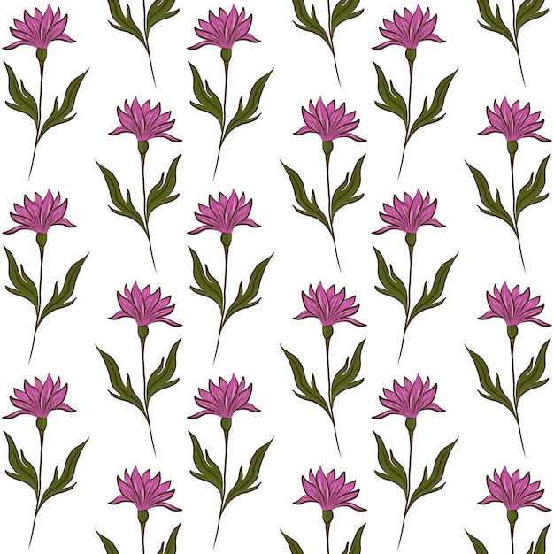 WHITE VECTOR SEAMLESS BACKGROUND WITH LIGHT LILAC CROCUS WILDFLOWERS