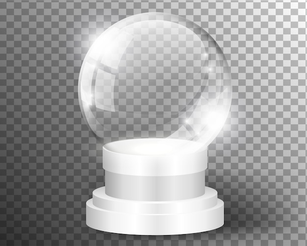 White vector snow globe clear template isolated on transparent