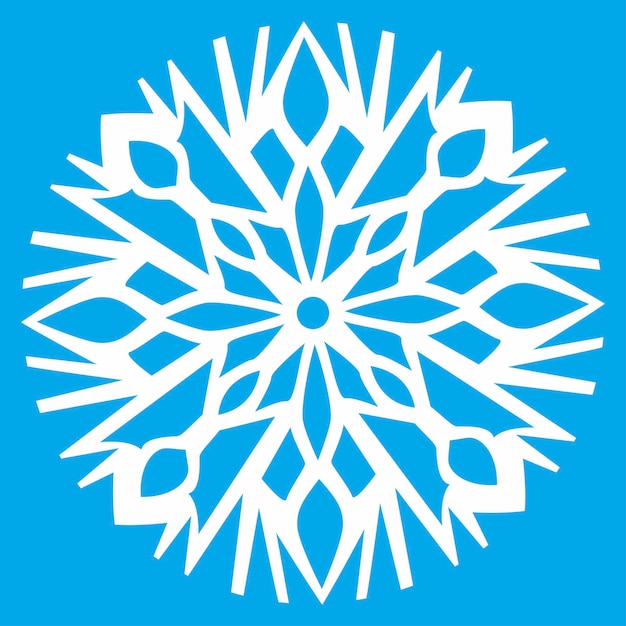 White vector snowflake on a blue background