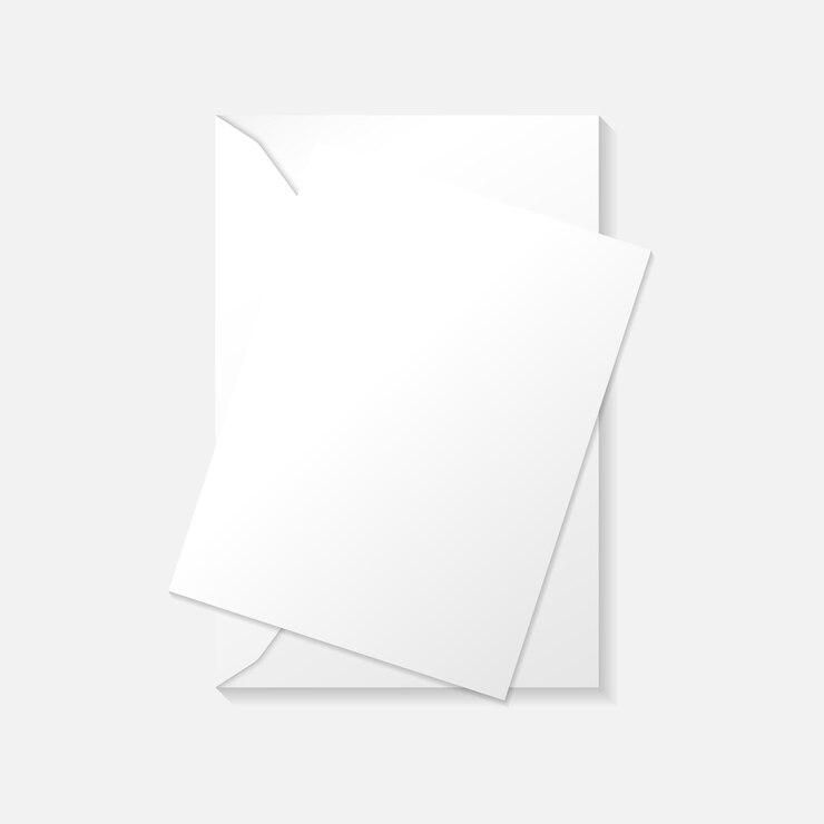 Vector white vertical greeting card on envelope flat lay