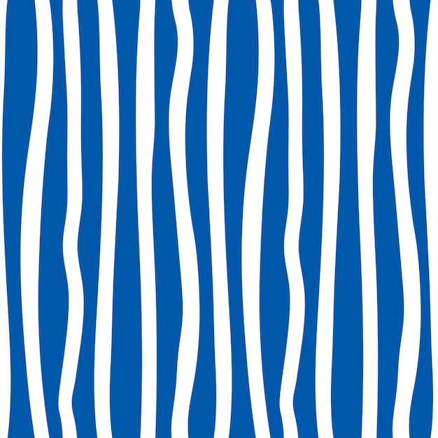 Vector white vertical wavy lines seamless pattern with blue background.