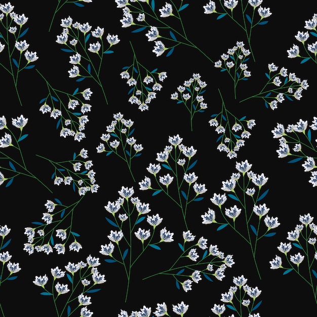 흰색과 보라색 꽃 원활한 패턴
