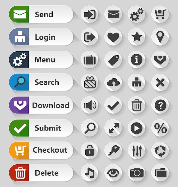 Set di pulsanti bianco web design