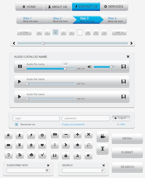 Vettore set di elementi web bianco