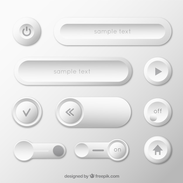 Vector white website buttons pack