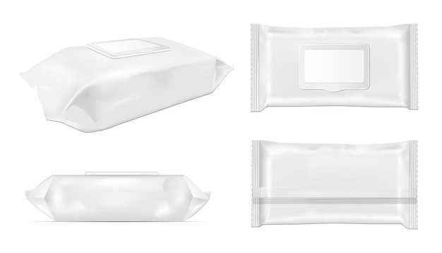 White wet wipes package with flap