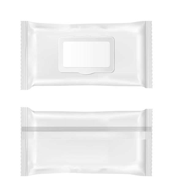 Vector white wet wipes package with flap