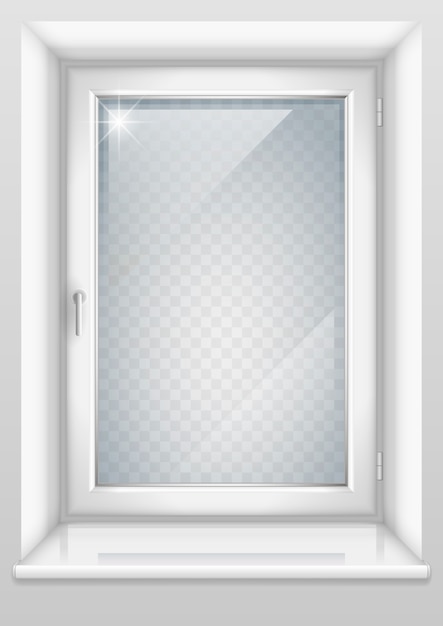 White window with transparent glass