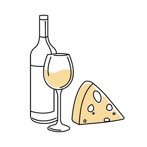 White wine and cheese line style