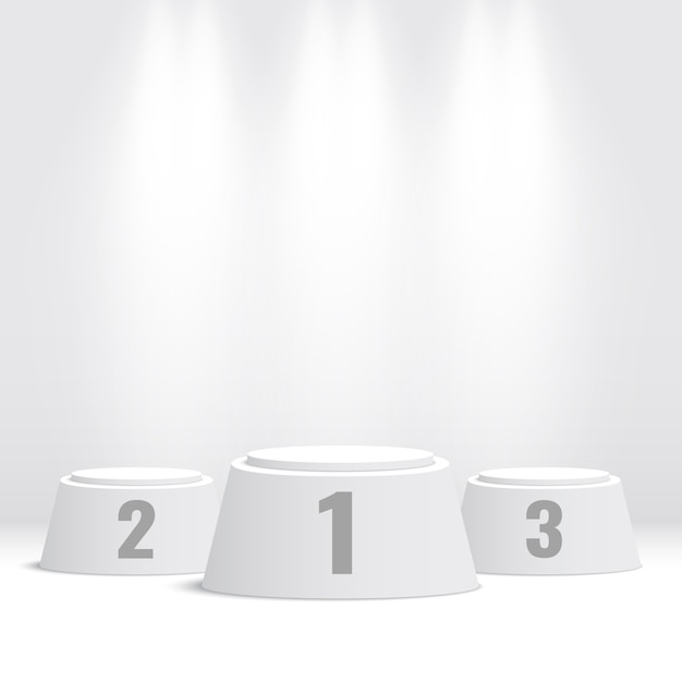 White winners podium. Pedestal.  illustration.