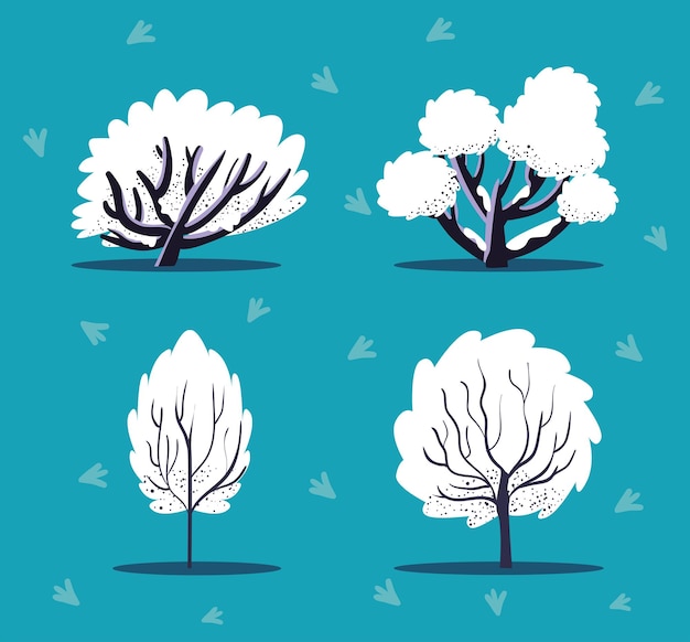 Vector white winter trees