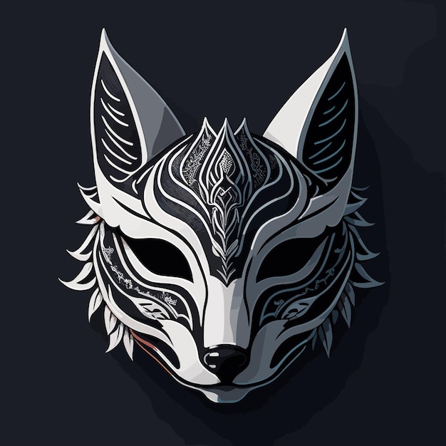 Premium Vector | A white wolf mask with a red light on it.