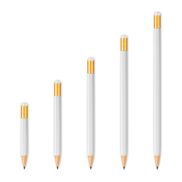 Vector white wooden sharp pencils