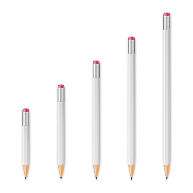 Vector white wooden sharp pencils