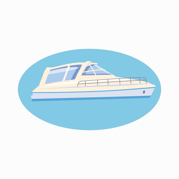 White yacht icon in cartoon style isolated on white background