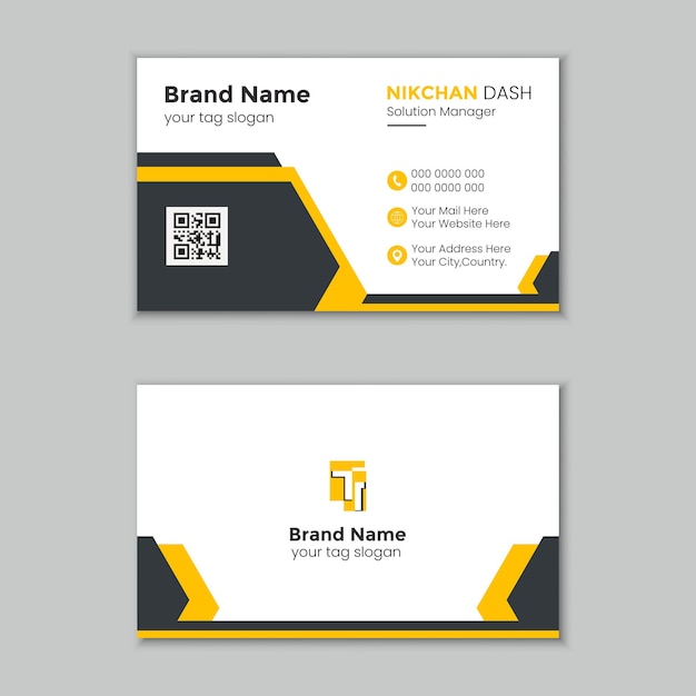 White amp Yellow Business Card Design Template (Vorm voor witte en gele visitekaartjes)