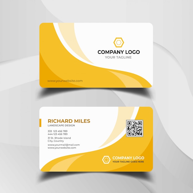 White and yellow business card template