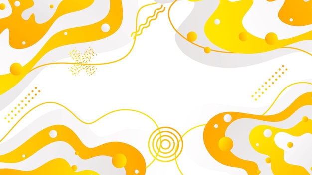 Vector white and yellow dynamic fluid shapes abstract background