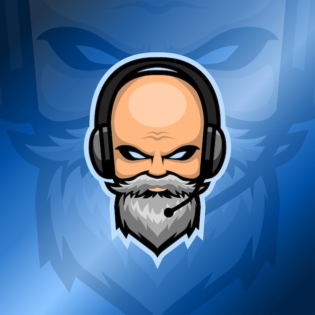 Whitebeard kale man-logo geschikt voor gaming squadron of clan-logo esport-logo-ontwerp