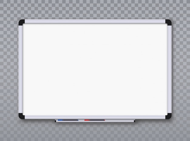 투명한 배경에 마커를위한 화이트 보드. 사무실 보드.