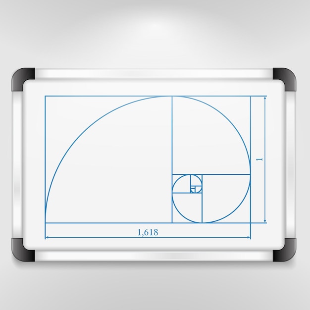 Whiteboard with golden ratio vector eps10 illustration