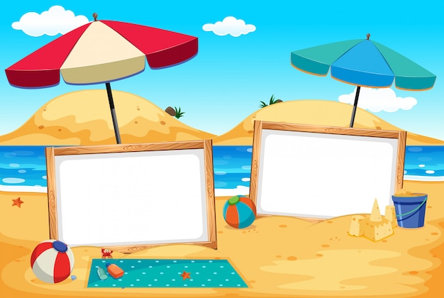 Whiteboardbanner bij de strandscène