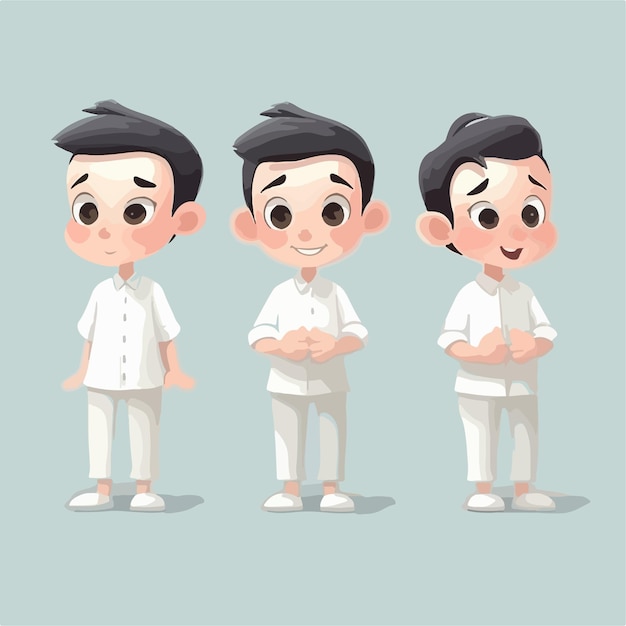Whiteclothed child cute kid vector pose
