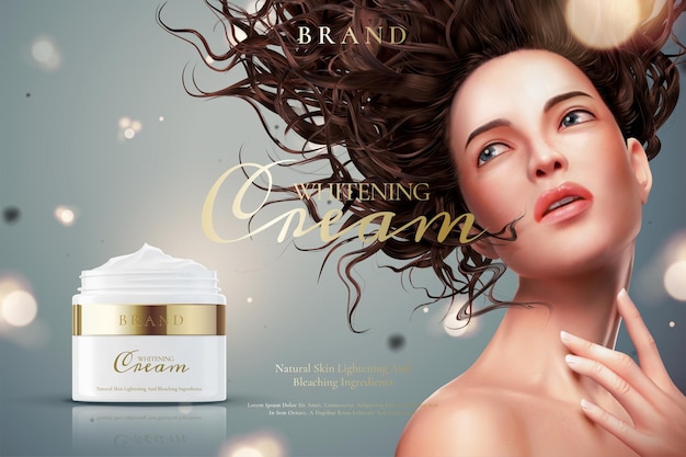 Vector whitening cream jar ads