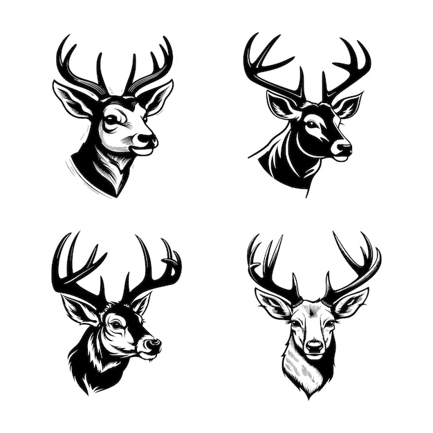 Whitetail Buck cartoon eenvoudig logo afbeelding een zwarte vectorillustratie op witte achtergrond voor apps logo's websites symbool UI UX graphics en webdesign EPS 10