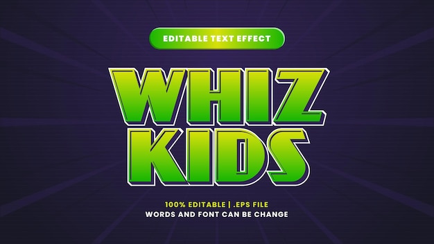 Редактируемый текстовый эффект whiz kids в современном 3d стиле