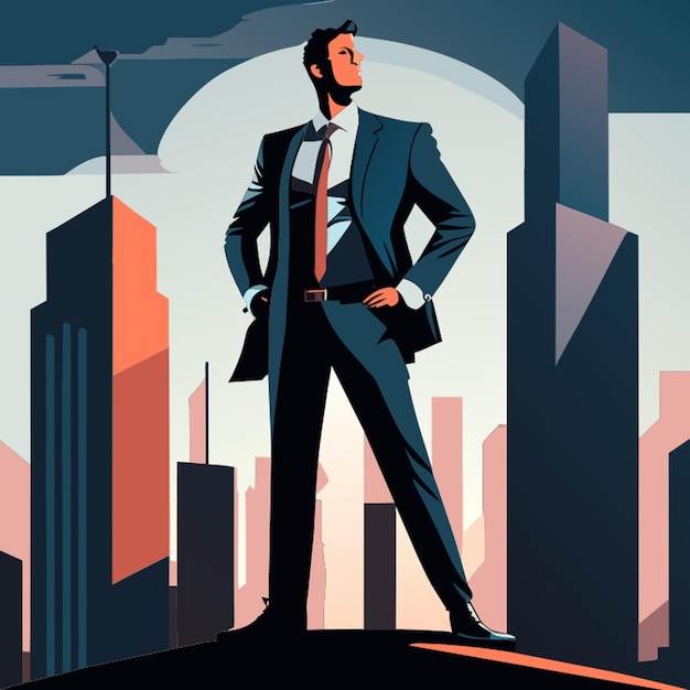 whole business man stands on a free pedestal vector illustration