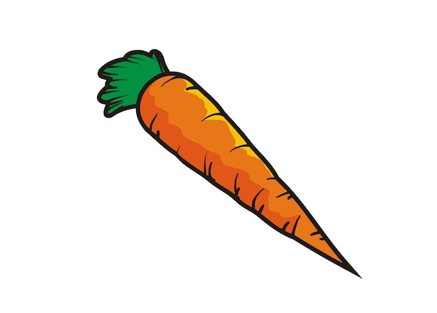 Whole carrot Simple flat illustration with black outline
