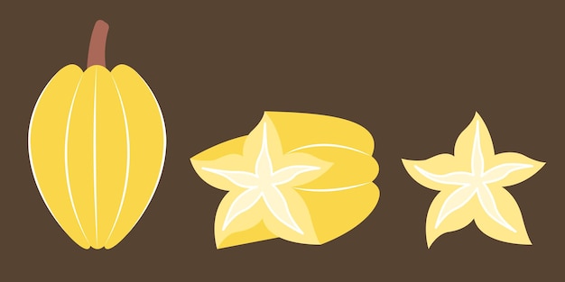 Vector whole and cut carambola