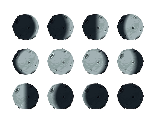 The whole cycle of moon phases