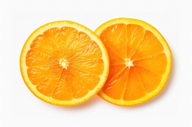 Whole orange fruit and his segments or cantles isolated on white background cutout