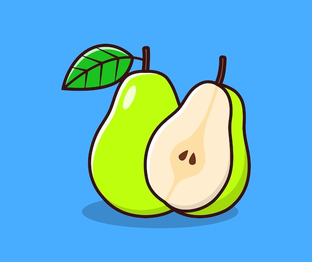 Vector whole pears and pear slices hand drawing vector illustration