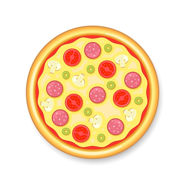 Whole pizza Vector isolated illustration