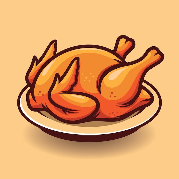 Vector whole roasted chicken on a plate image vector