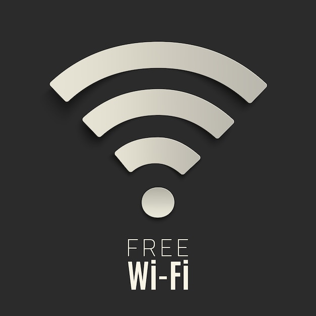 Icona wi-fi su sfondo scuro. simbolo hotspot wi-fi gratuito. illustrazione.