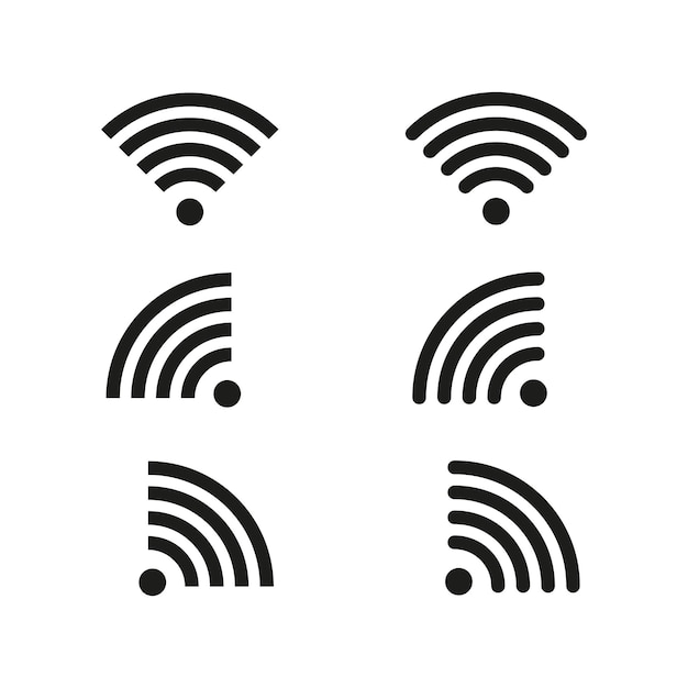 Wi-Fi 아이콘 검은 신호 기호 무선 네트워크 터 세트